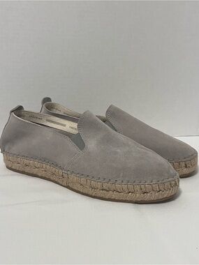 Fabiolas Gray Suede Leather Espadrille Slip-On Contemporary Flats Size 39 8.5